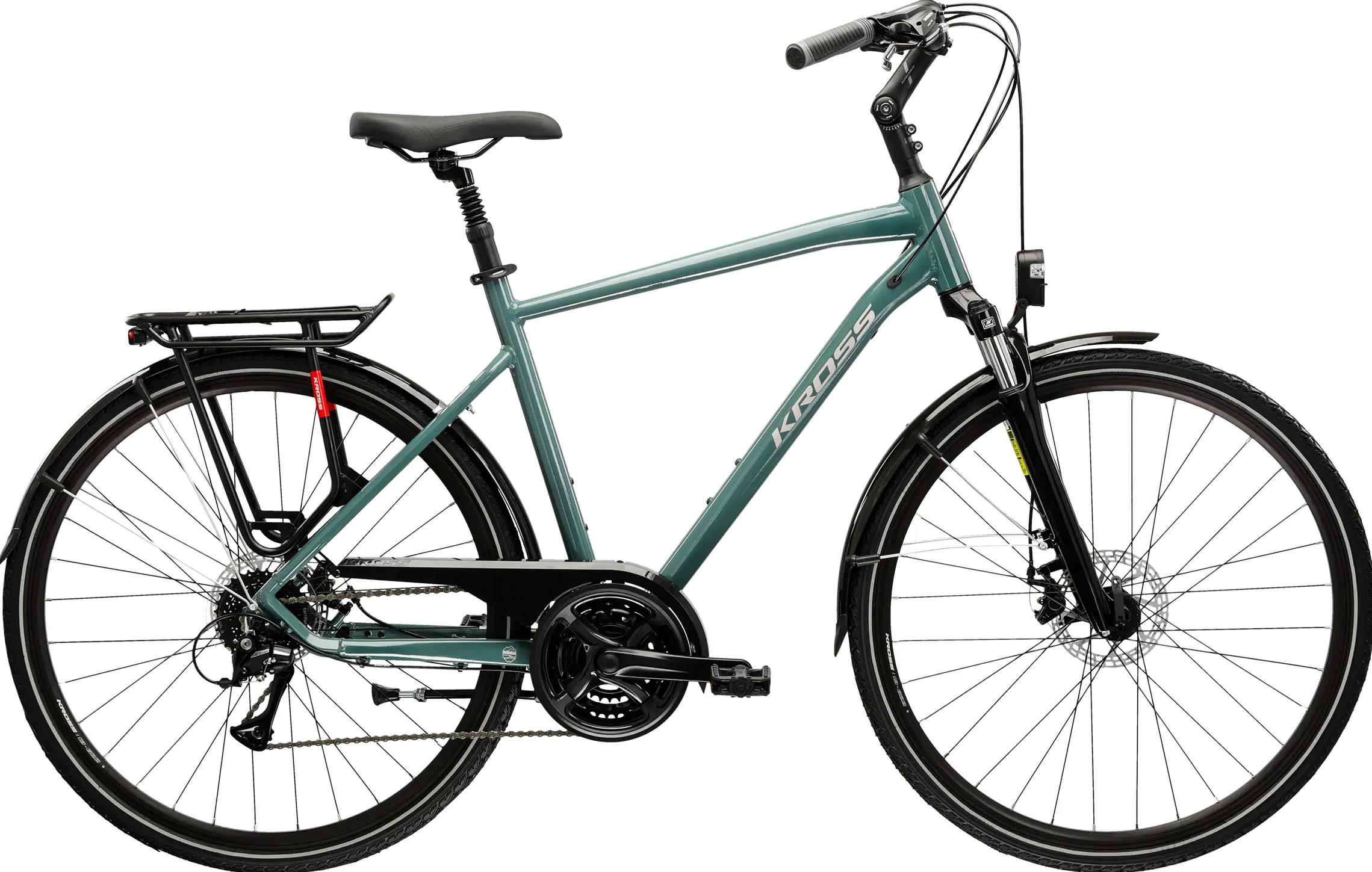 Męski rower trekkingowy Kross Trans 3.0 2026 zielony połysk profil front