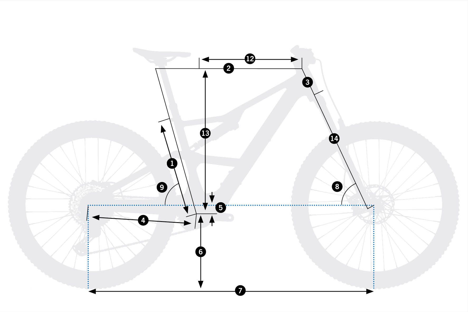 Orbea Rise SL H30 2026 – schemat geometrii ramy z oznaczeniami wymiarów
