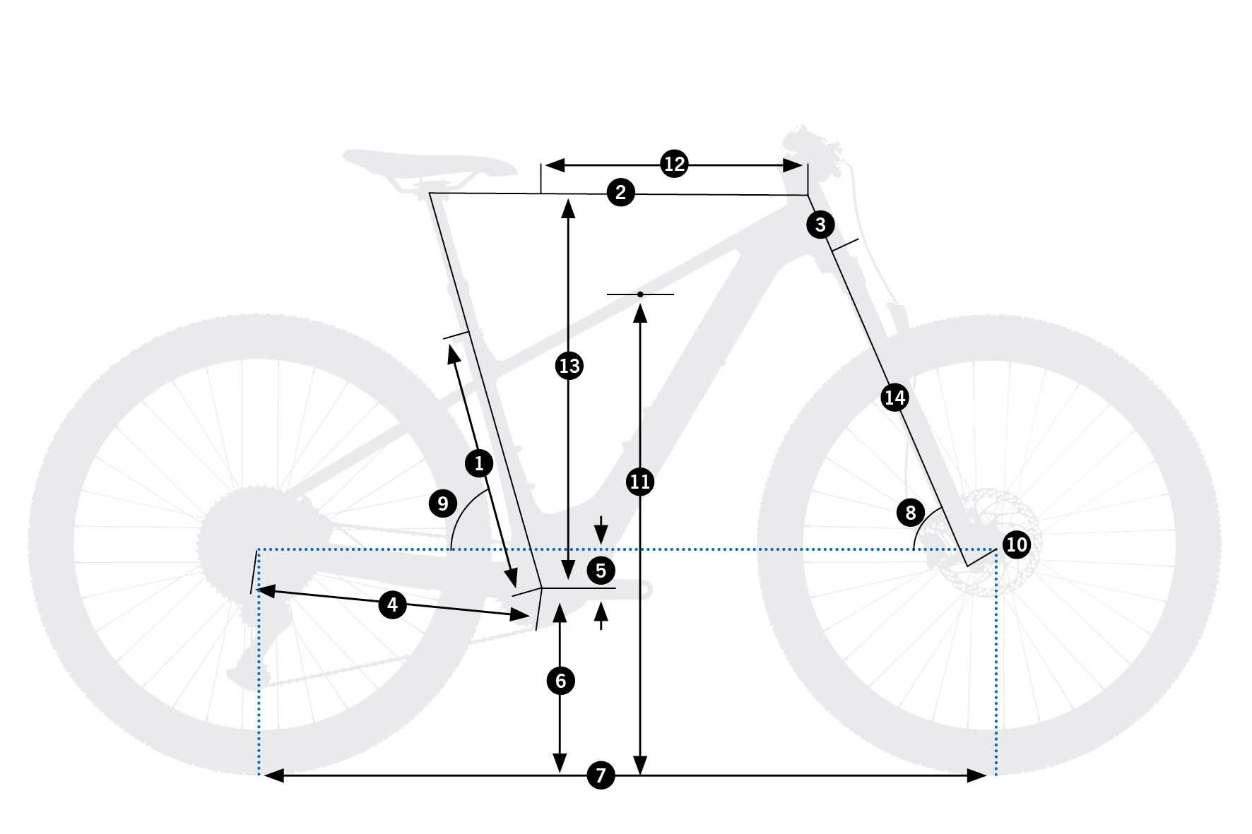 Orbea Urrun 30 2026 – schemat geometrii ramy z oznaczeniami wymiarów
