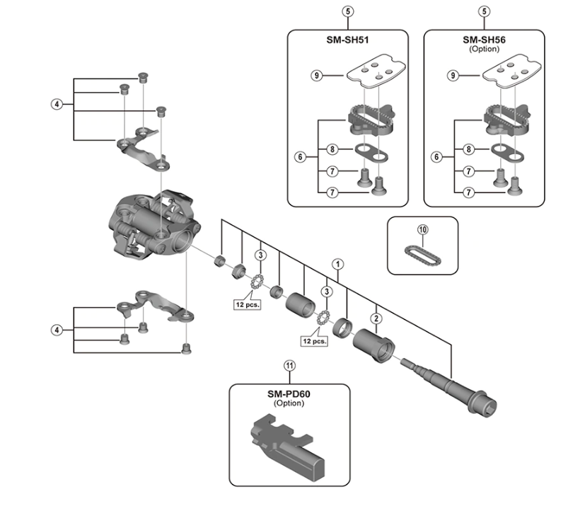 Schemat techniczny Shimano PD-M8100